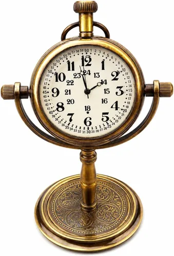 PORTHO Reloj de escritorio personalizado, reloj de mesa silencioso para decoración del hogar y la oficina, reloj único de la vieja escuela, para