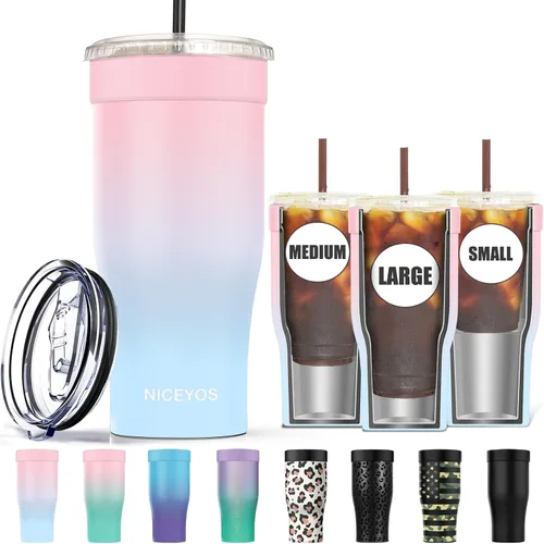 Miniatura 9 de Funda universal para café helado - Funda aislante reutilizable de acero inoxidable de doble pared mejorada para bebidas frías, se ajusta a tazas