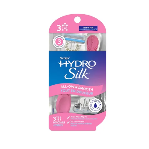 Miniatura 2 de Schick Hydro Silk - Maquinillas de afeitar desechables de 3 hojas para mujer, 3 unidades, esenciales de viaje, afeitadora para mujer, diseño