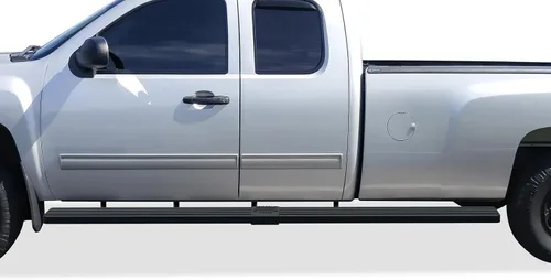 Miniatura 25 de APS - Estribos iBoard para Chevrolet con cabina extendida de 2 puertas completas + 2 puertas de apertura inversa, 4 pulgadas, Aluminio negro