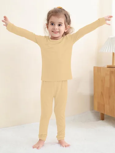 Miniatura 13 de GUISBY Conjunto de pijama de rayón de bambú para niños y niñas, ajuste cómodo, para uso diario, conjunto de pijama de 2 piezas