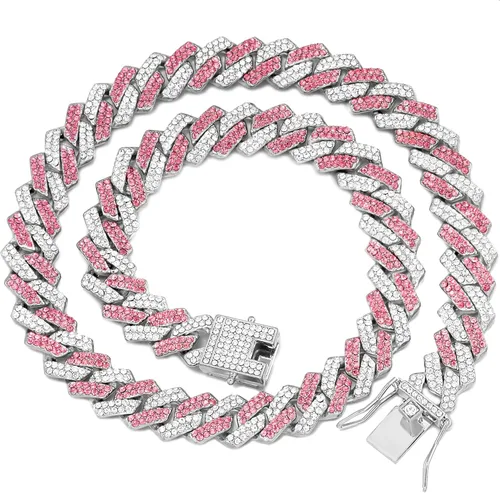 Miniatura 16 de Collar de cadena dorada para perro, collar cubano de diamantes para caminar, collar de cadena de metal con diseño de hebilla segura, collares