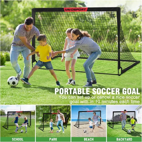 Miniatura 7 de VAVOSPORT Portería de fútbol, 2 porterías de fútbol para niños de 6 x 4 pies para patio trasero, red de fútbol portátil desplegable