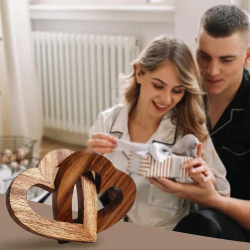 Miniatura 4 de Lightzz Regalos románticos de corazón para el día de San Valentín para ella, forma de corazones de madera hechos a mano para pareja, esposa, marido