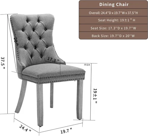 Miniatura 3 de Sillas de Comedor Juego de 4 sillas de comedor tapizadas de lino, sillas de comedor modernas de mediados de siglo, sillas de cocina y comedor