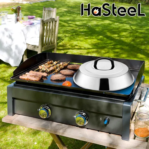 Miniatura 7 de HaSteeL Juego de 2 cúpula de fusión de queso, cubierta redonda de vapor de 12 pulgadas, cubierta de vapor de metal, accesorios de parrilla de acero