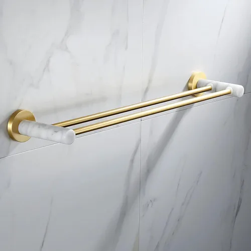 Miniatura 7 de Toallero para baño, espacio de luz nórdico, de aluminio, dorado, cepillado, toallero, toallero, barra de toalla de mármol natural, color y toallero