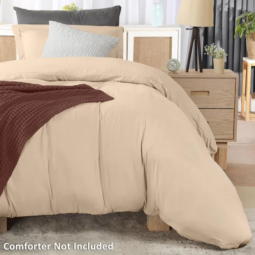 Miniatura 4 de Utopia Bedding Juego de funda de edredón tamaño individual - 2 piezas con cierre de cremallera - 1 funda de edredón 68X90 pulgadas y 1 funda de Beige