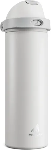 Miniatura 33 de POWCAN - Botella de agua aislada, 24 oz, tapa 2 en 1, boquilla de botón, popote abatible, a prueba de fugas, acero inoxidable, para portavasos