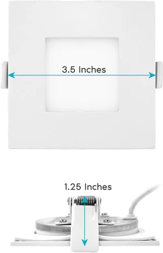 Miniatura 4 de LUXRITE Luz empotrable LED cuadrada ultrafina de 3 pulgadas con caja de conexiones, 8 W, CCT seleccionable por color 2700 K 3000 K 3500 K 4000