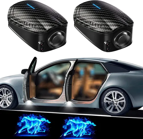 LZLRUN 2 piezas de luces recargables para puerta de auto con proyector de logotipo LED, luces de paso de cortesía bienvenida sombra fantasma