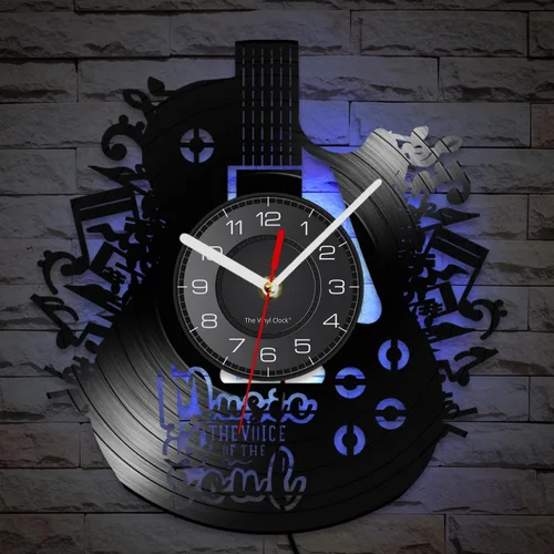 Reloj de pared para decoración de guitarra de 12 pulgadas, 7 colores cambiantes, reloj de pared de vinilo neón, funciona con pilas, movimiento