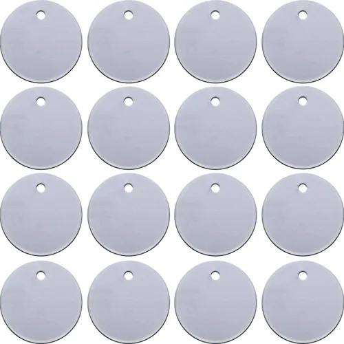 SATINIOR 100 piezas de metal estampado en blanco, etiquetas redondas de metal de 1 pulgada con agujero, etiquetas de aluminio en blanco grabadas
