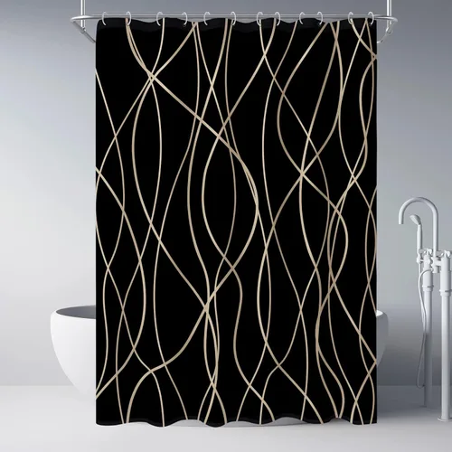 Miniatura 43 de Juego de cortinas de ducha azul egeo para baño con ganchos, cortinas de baño decorativas repelentes al agua y lavables con rayas blancas, 72 x 72