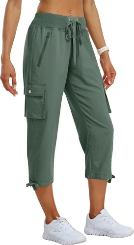 Miniatura 2 de MoFiz Pantalones cargo capri de senderismo para mujer, ligeros, de secado rápido, atléticos, viajes, casuales, holgados, cómodos, bonitos bolsillos