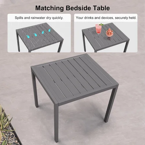 Miniatura 8 de PURPLE LEAF Juego de tumbonas para exteriores para 2 sillas de piscina de gran tamaño con ruedas fáciles de mover y respaldo ajustable, tumbonas