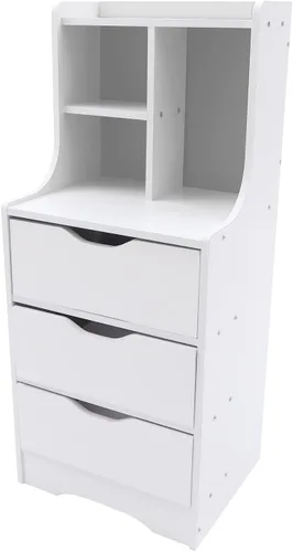 Cómoda de 3 cajones con almacenamiento superior, mesita de noche, mesita de noche, armario de almacenamiento con estante abierto, amplio espacio de
