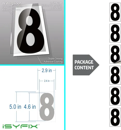 Miniatura 2 de iSYFIX Calcomanías de vinilo negro número 0 (Zero) – Paquete de 6 calcomanías de 1.5 pulgadas – Calcomanías de alta calidad, fondo reflectante