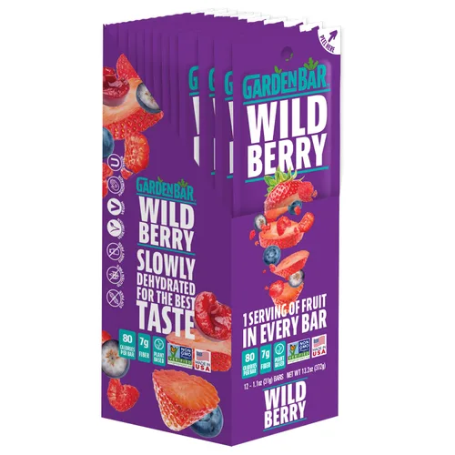 Miniatura 9 de Garden Bar Blueberry Lemon Fruit Cecina de cuero de fruta natural saludable Sin gluten, sin OMG, aperitivo alto en fibra 12