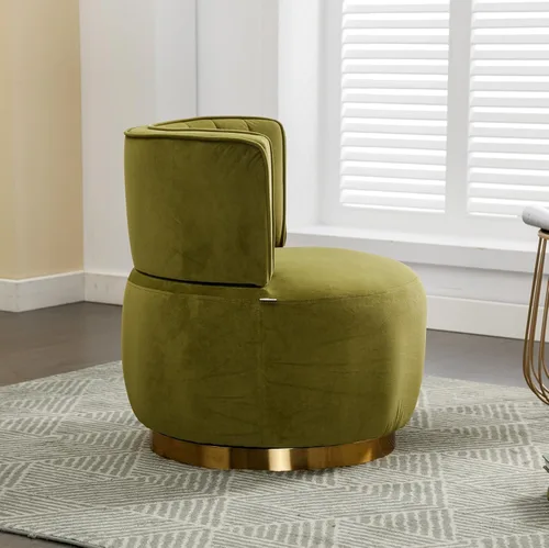 Miniatura 6 de Silla giratoria de terciopelo, sillón giratorio tapizado de 360 grados, moderno y cómodo sillón redondo para sala de estar pequeña, dormitorio