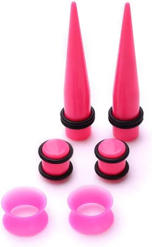 Miniatura 5 de JieyueJewelry - Paquete de 50 unidades para estiramiento de oreja (14G-00G),túneles de silicona, conos y tapones acrílicos, set para expandir