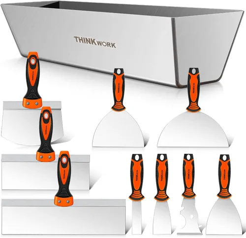 THINKWORK Juego de Cuchillas para Paneles de Yeso, 10 Piezas de Herramientas para Paneles de Yeso que Incluyen Juego de Cuchillas de Masilla de