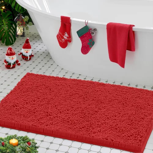 Miniatura 101 de LuxUrux Tapete de microfibra afelpada, de felpilla extrasuave, pelo largo de 1 pulgada, muy absorbente, para baño o ducha, lavar y secar a máquina