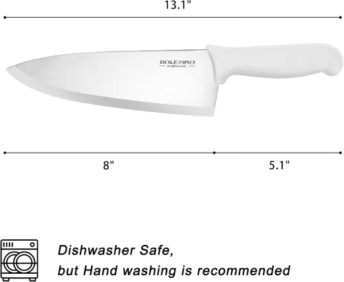 Miniatura 7 de Cuchillo de chef japonés de acero inoxidable de alto carbono de 8 pulgadas, cuchillo de cocina profesional extra afilado y ancho con mango Blanco