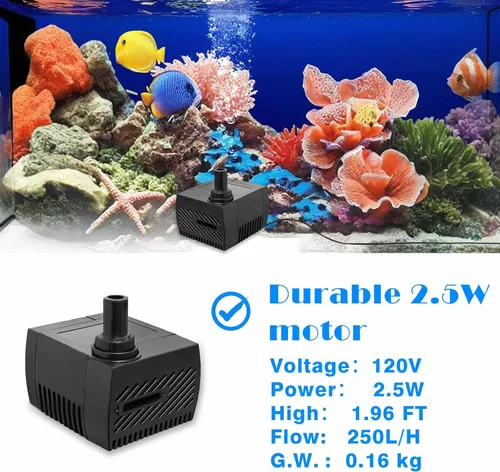 Miniatura 6 de Mini bomba de agua sumergible de 4 W, 40 GPH, bomba de fuente pequeña para estanques, acuarios, peceras, fuentes de mesa, fuentes para mascotas