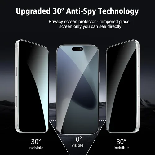 Miniatura 3 de Paquete de 2+2 protectores de pantalla de privacidad para iPhone 17 Pro Max con protector de lente de cámara, película de protección de vidrio