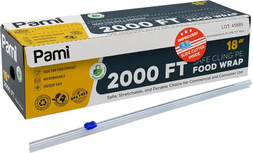Miniatura 7 de PAMI Envoltura de plástico para alimentos de 12 pulgadas x 2000 pies con cortador deslizante, película elástica segura, sin BPA, apta