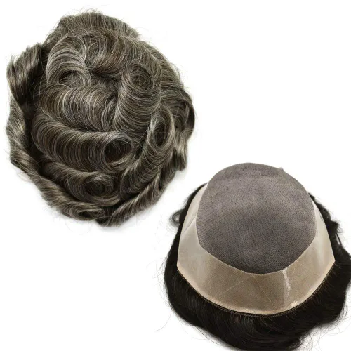 Miniatura 32 de LYRICAL HAIR Toupee - Sistema de cabello de repuesto para hombre, monofilamento fino, monofilamento, peluca de cabello humano de piel duradera