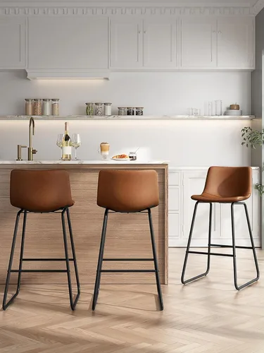 Miniatura 28 de Bar Stools Set of 2, 26 Inches Counter Height Bar Stools with Back, Modern Faux Leather Barstools with Metal Legs and Footrest, Bar Chairs for