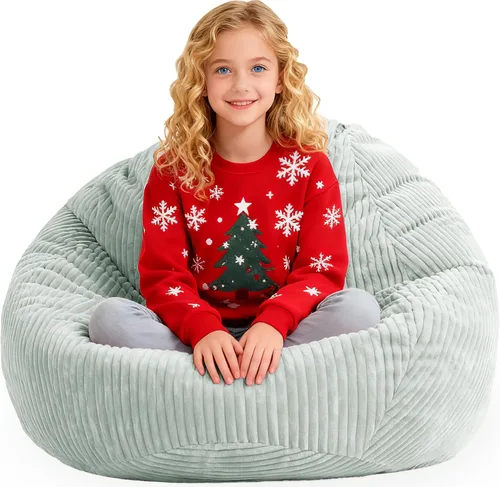 Miniatura 8 de ENBAOHUI Sillas puff con espuma viscoelástica para niños, adolescentes y niños pequeños, sillón de piel sintética con asa, gris