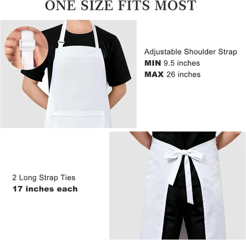 Miniatura 3 de yotache Juego de delantal y sombrero de chef y delantal de cocina para adultos, disfraz de panadero blanco ajustable para hombres y mujeres, 1 juego
