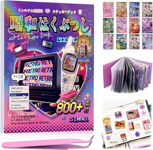 Miniatura 17 de 800 calcomanías japonesas Kawaii Heisei Retro para diario de adultos, Y2k, lindas calcomanías para álbumes de recortes, calcomanías estéticas