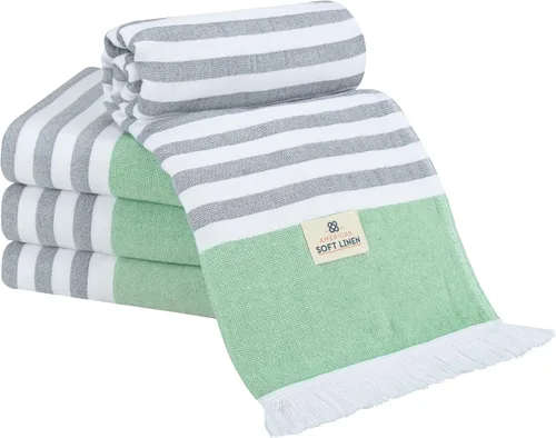 Miniatura 17 de American Soft Linen Peshtemal - Toallas de playa 100 % algodón, ligeras, sin arena, de secado rápido, para piscina de playa, 35 x 60 pulgadas, azul