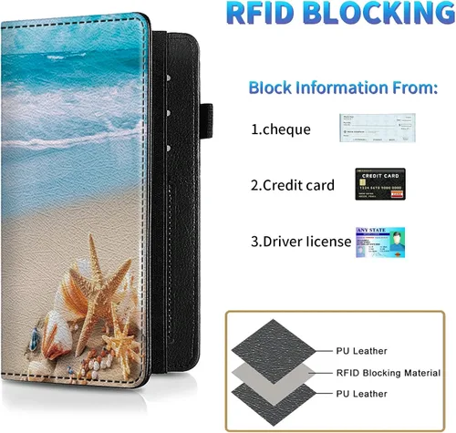 Miniatura 110 de Funda para chequera para hombres y mujeres, cartera de cuero RFID con ranuras para tarjetas de crédito, soporte de cheques duplicados personales
