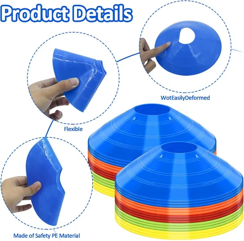 Miniatura 3 de Soccer Cones for Training, 100/15 Pack Agility Cones with Carry Bag, Multi-Color Disc Cones for Sports Training, Soccer, Football, Basketball, Field
