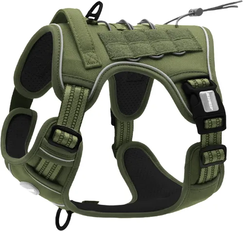 Miniatura 24 de Auroth - Arnés táctico para perros pequeños y medianos, sin tirones, arnés ajustable para mascotas, reflectante, K9, entrenamiento, trabajo, de Gris