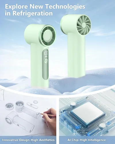 Miniatura 5 de Ventilador de mano portátil, mini ventilador personal turbo recargable de 4000 mAh, diseño de bolsillo para viajes, conciertos, juegos deportivos