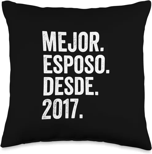 6th wedding anniversary gifts for him Mejor Esposo Desde 2017 | Cojín de 6º aniversario de boda, 16 x 16 pulgadas, multicolor