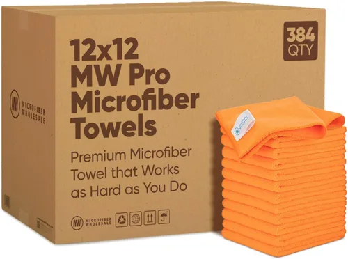 Miniatura 10 de MW Pro Bulk Paños de limpieza de microfibra al por mayor Amarillo - Caja: cantidad 384 Tamaño 12" x 12" Toallas de microfibra premium