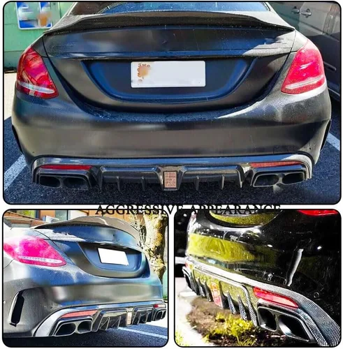 Miniatura 3 de W205 Difusor trasero de fibra de carbono para Mercedes Benz Clase C W205 C300 Sport 2015-2018 C43 C63 AMG Sedan Pre-Facelift parachoques inferior