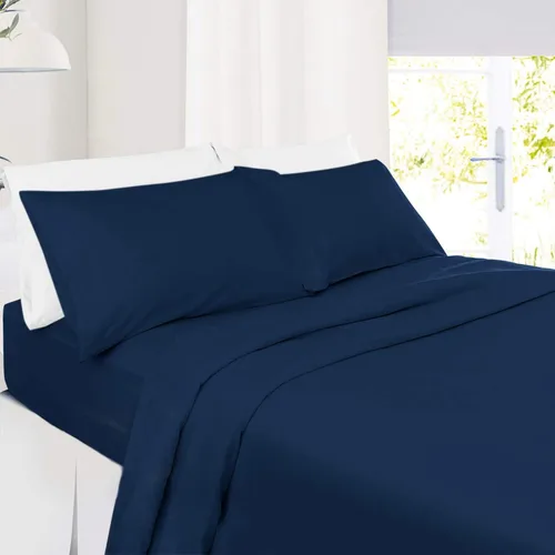 Miniatura 6 de Juego de sábanas de 100 % algodón suave de 800 hilos de 4 piezas para cama tamaño Queen, se adapta a colchones de hasta 14 pulgadas de profundidad