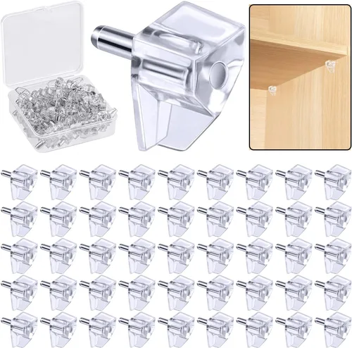 3 milímetros o 1/8 pulgada Clavijas de soporte para estante, Clavijas de soporte para estante de gabinete, Clavijas de repuesto de plástico Clear 50