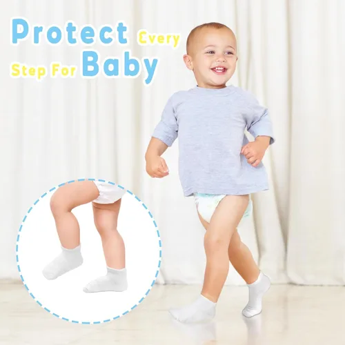 Miniatura 3 de HYCLES Calcetines antideslizantes para niños pequeños, 15 pares de calcetines antideslizantes de corte bajo para niños de 1 a 7 años, calcetines