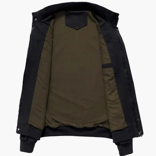 Miniatura 5 de Crysully - Chaqueta cortavientos para hombre, estilo informal y cuello militar, para primavera-otoño