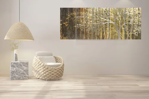 Miniatura 4 de RICHSPACE ARTS Decoración de pared de árbol de metal dorado, pinturas de paisaje de naturaleza moderna grande, arte de pared, escultura metálica 3D