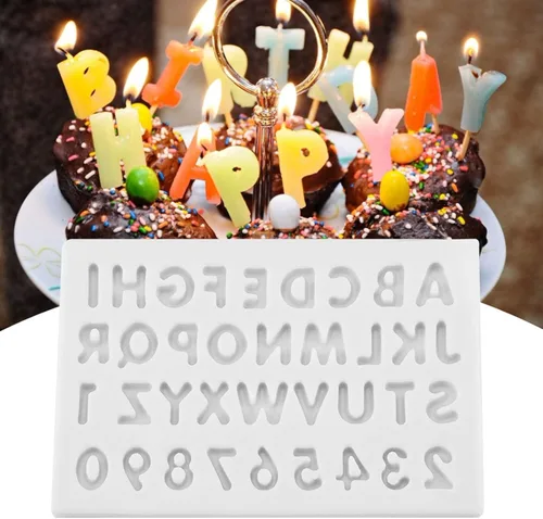Miniatura 5 de Moldes de silicona con forma de letras, herramienta de decoración, rosa, gris, molde del alfabeto para pastel, fondant, chocolate (gris)